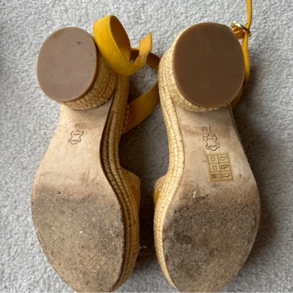 Tori Burch Yellow Espadrille Wedge Sandals - Picture 4 of 4
